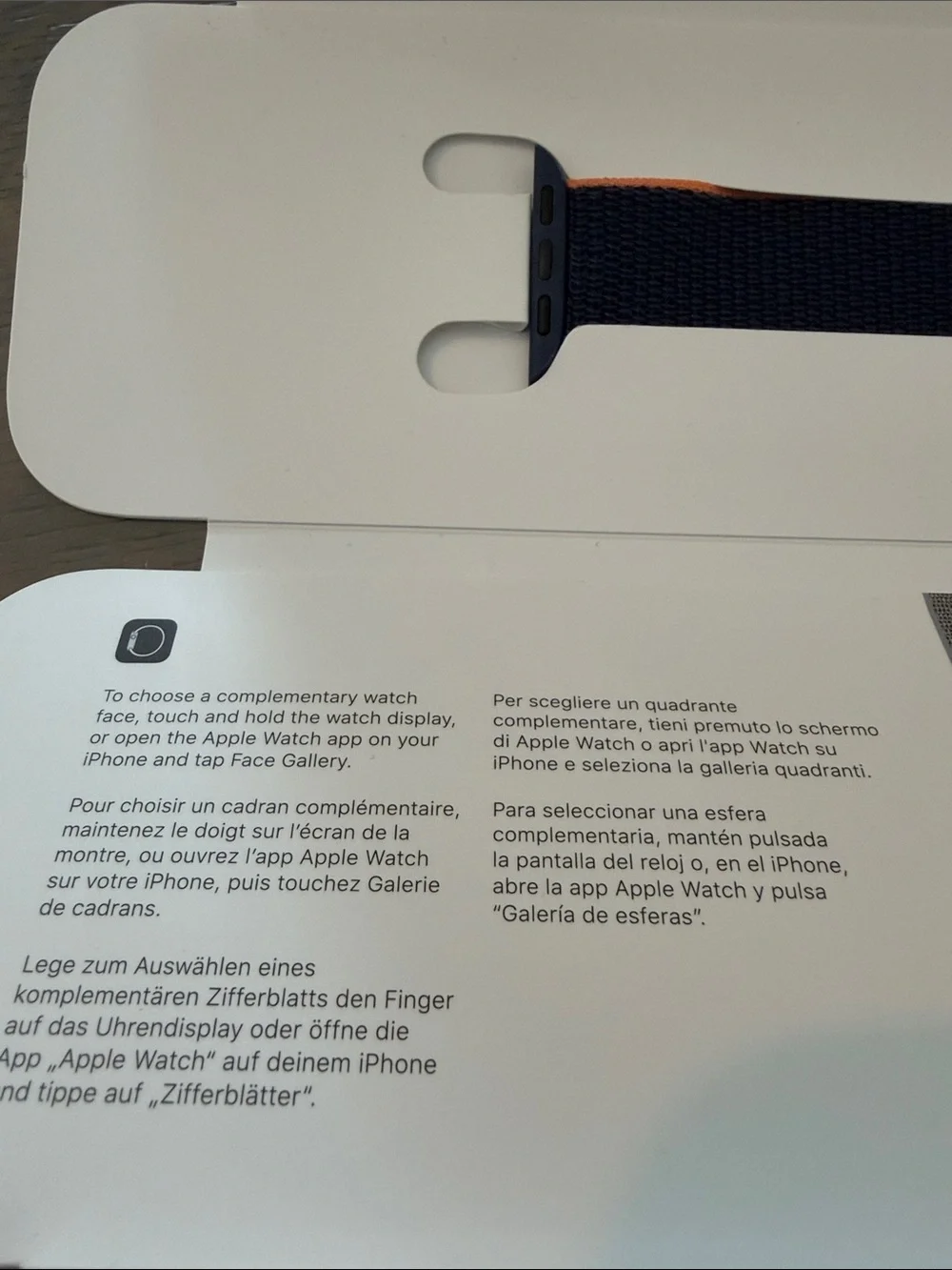 Navy Blue and Orange Woven Sport Loop Apple Watch Band 40mm